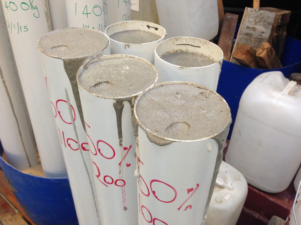 Foamed concrete mixed with GGBS trials and "poured to depth"