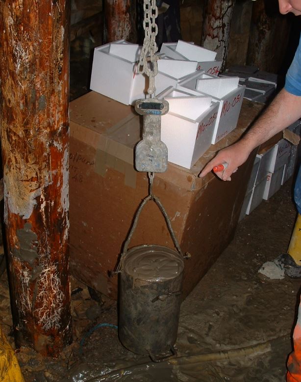 10 litres calibrated density pots are used to sample the material density, this pot is then used to produce a set of 3 cube mould on site to be crushed at a later date