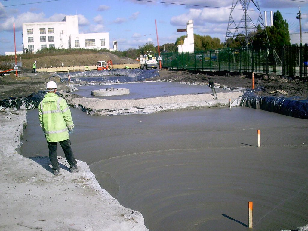 Light weight Road sub base foamed concrete for Dartford park development.