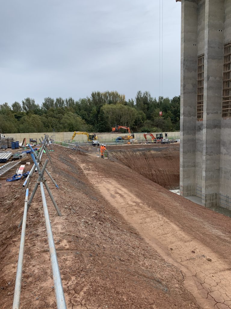 Foamed concrete at base level before infilling for newhurst quarry, shepshed, loughborough