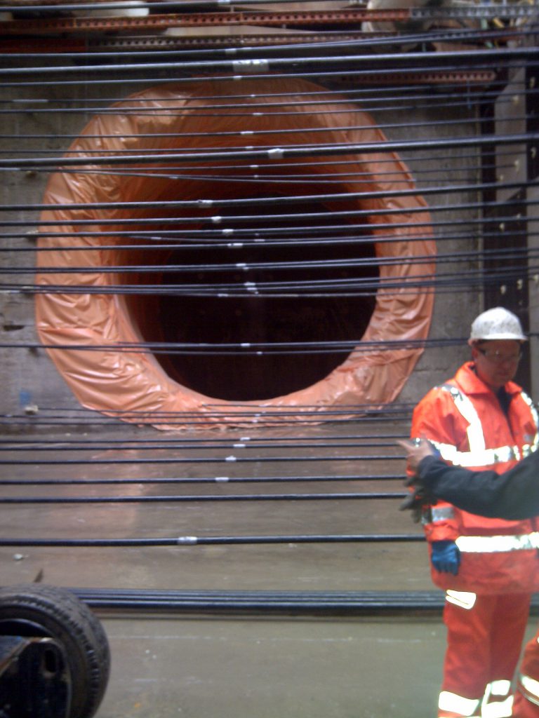 Dean St station after initial excavation and before infilling with foam concrete to act as a temporary transit medium for the TBM