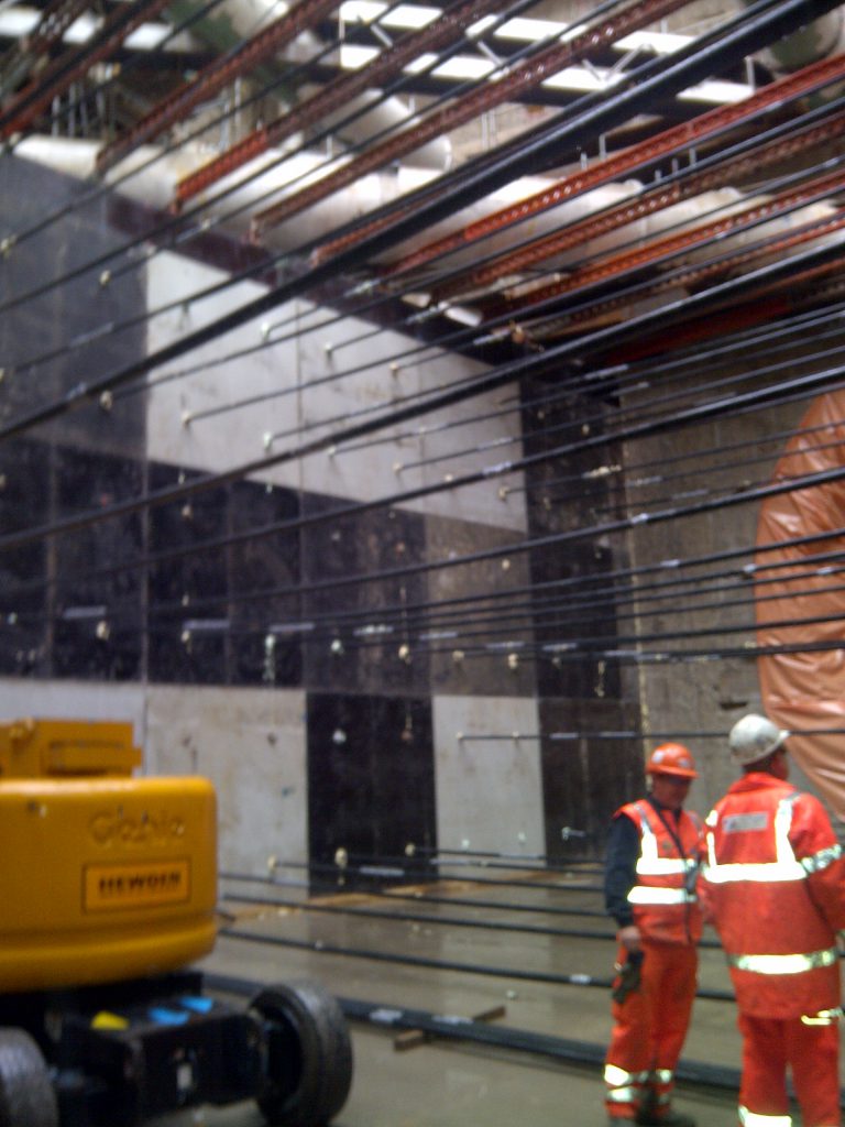 Dean St station after initial excavation and before infilling with foam concrete to act as a temporary transit medium for the TBM