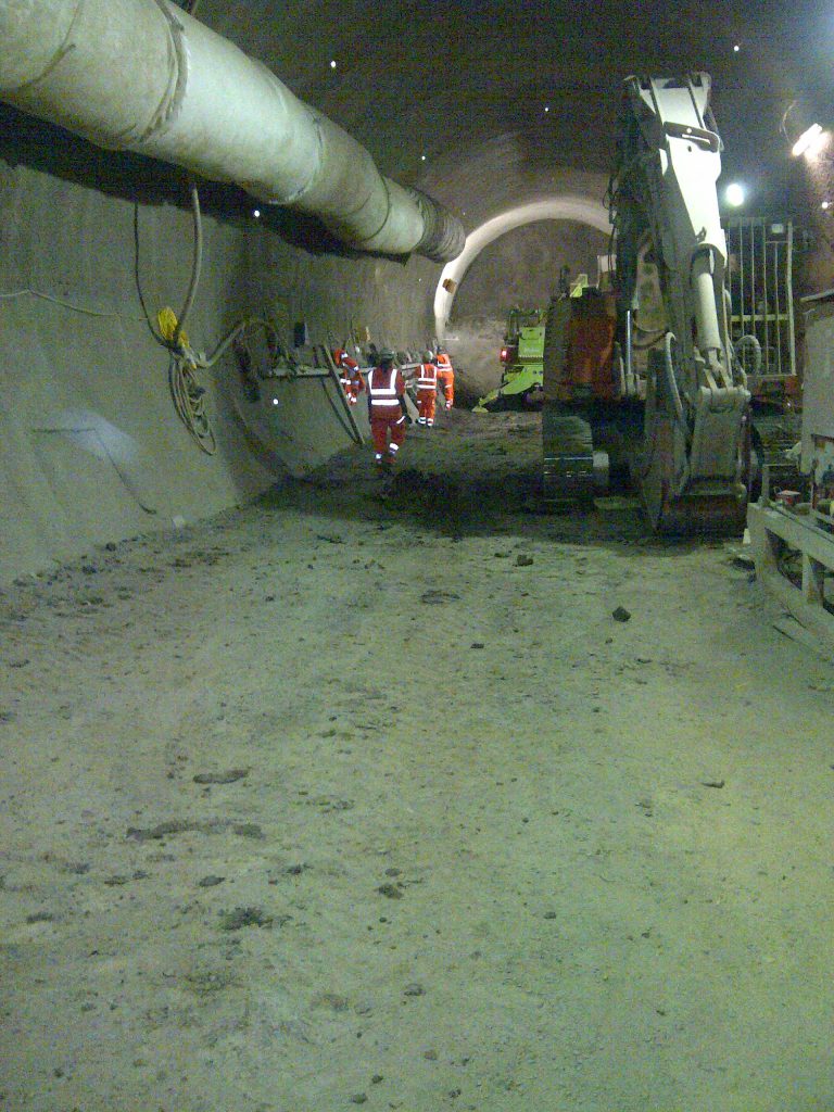 Dean Street tunnels linking east and west platforms for Tottenham Court Road station Elizabeth line