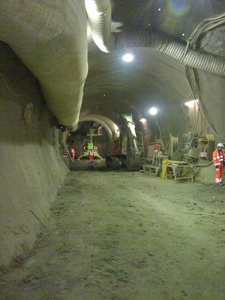 Dean Street tunnels linking east and west platforms for Tottenham Court Road station Elizabeth line