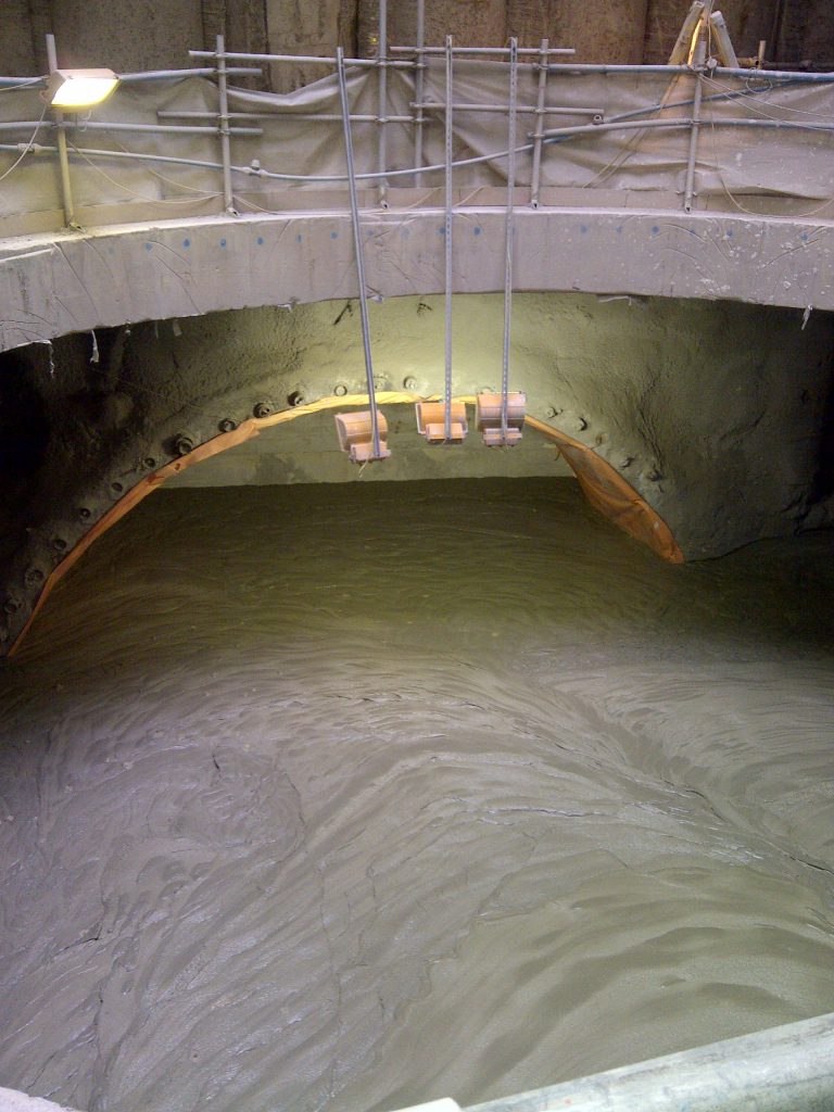 Propump engineering Foam concrete infill nearing completion for Crossrail Bond street east ticket hall at Hanover square. over 2000 m3 of a 1200kg/m3 material placed using 2 pumps over 6 days