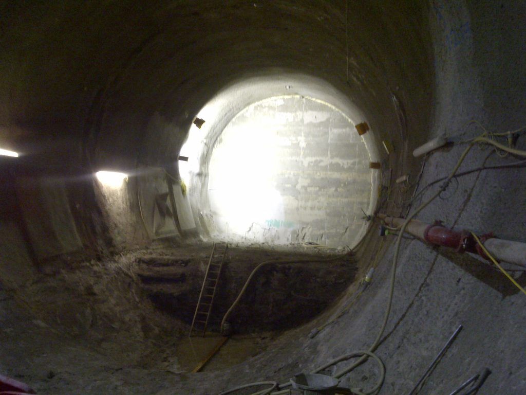 Crossrail Stepney green junction TBM Launch Addit,  after being filled with foam concrete